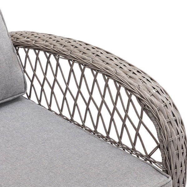 English Elm 3 Pieces Outdoor Swivel Rocker Patio Chairs Set with 360° Recline, Thick Cushions & Tempered Table Grey W640142357
