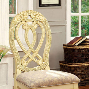English Elm Formal Majestic Traditional Dining Chairs with Intricate Carvings, Solid Wood Lion Claw Feet Set of 2 Antique White 48.3 L x 23.3 W x 14 H B01170342