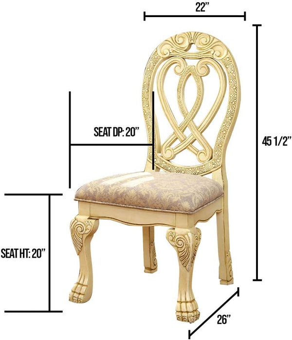 English Elm Formal Majestic Traditional Dining Chairs with Intricate Carvings, Solid Wood Lion Claw Feet Set of 2 Antique White 48.3 L x 23.3 W x 14 H B01170342