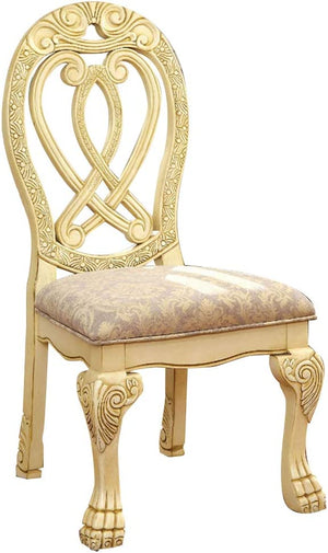English Elm Formal Majestic Traditional Dining Chairs with Intricate Carvings, Solid Wood Lion Claw Feet Set of 2 Antique White 48.3 L x 23.3 W x 14 H B01170342
