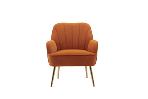English Elm Modern Mid Century velvet Sherpa Armchair with Gold Iron Legs — Plush Sponge Seat, Stylish Accent Seating for Living Room and Office (Easy Assembly) Orange W136166602