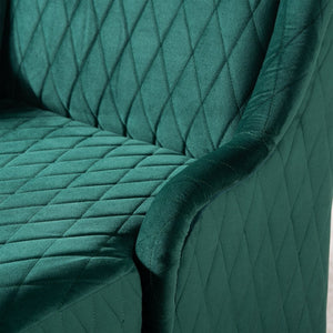 English Elm 23.03" Wingback Velvet Accent Chair Tall High Back Support for Living Room Bedroom Retro Green W680P404089