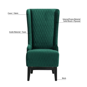 English Elm 23.03" Wingback Velvet Accent Chair Tall High Back Support for Living Room Bedroom Retro Green W680P404089