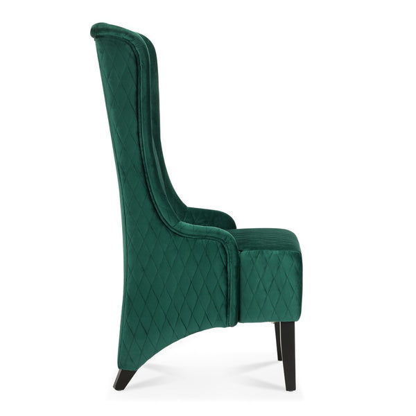 English Elm 23.03" Wingback Velvet Accent Chair Tall High Back Support for Living Room Bedroom Retro Green W680P404089