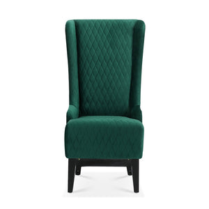 English Elm 23.03" Wingback Velvet Accent Chair Tall High Back Support for Living Room Bedroom Retro Green W680P404089