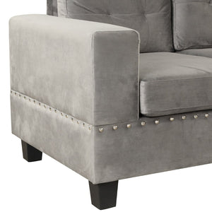 English Elm Modern L-shape Sectional with Reversible Chaise Storage Ottoman and Cup Holders WF296630AAE