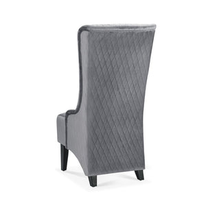 English Elm 23.03" Wingback Accent Chair Grey Velvet High Back Birch Legs Bedroom Living Room W68041792