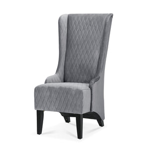 English Elm 23.03" Wingback Accent Chair Grey Velvet High Back Birch Legs Bedroom Living Room W68041792