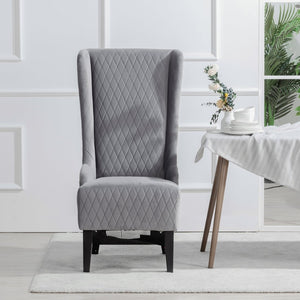 English Elm 23.03" Wingback Accent Chair Grey Velvet High Back Birch Legs Bedroom Living Room W68041792