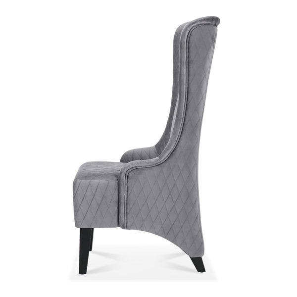 English Elm 23.03" Wingback Accent Chair Grey Velvet High Back Birch Legs Bedroom Living Room W68041792