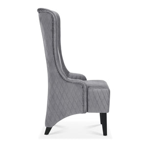 English Elm 23.03" Wingback Accent Chair Grey Velvet High Back Birch Legs Bedroom Living Room W68041792