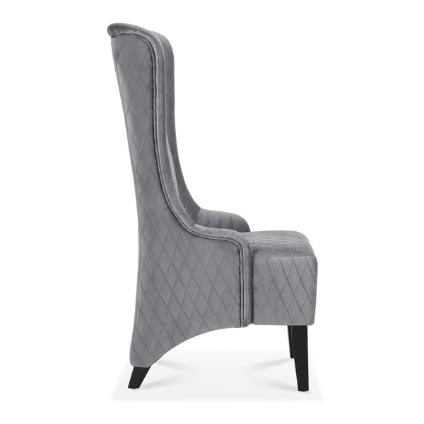 English Elm 23.03" Wingback Accent Chair Grey Velvet High Back Birch Legs Bedroom Living Room W68041792