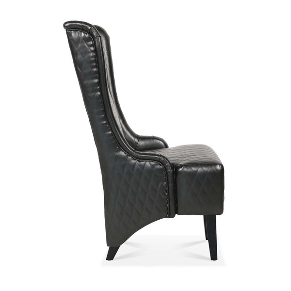 English Elm 23.03" Wingback Velvet Accent Chair Tall High Back Support for Living Room Bedroom Black W680P404142