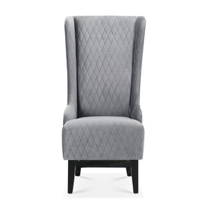 English Elm 23.03" Wingback Accent Chair Grey Velvet High Back Birch Legs Bedroom Living Room W68041792