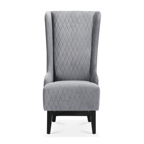 English Elm 23.03" Wingback Accent Chair Grey Velvet High Back Birch Legs Bedroom Living Room W68041792