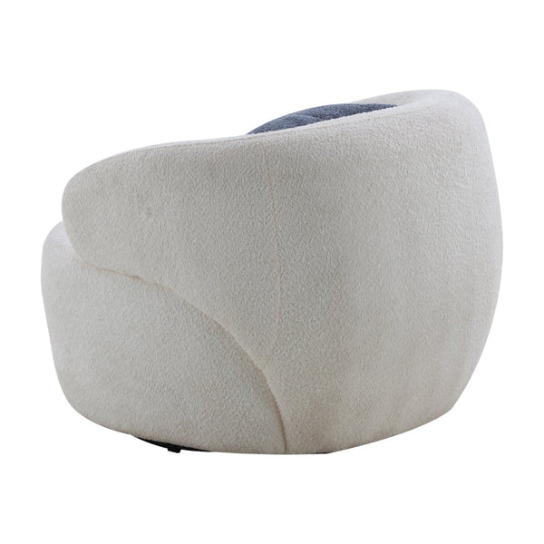 English Elm Swivel Barrel Accent Chair Boucle Sherpa Upholstery Round Cozy Seat for Living Room W87663984