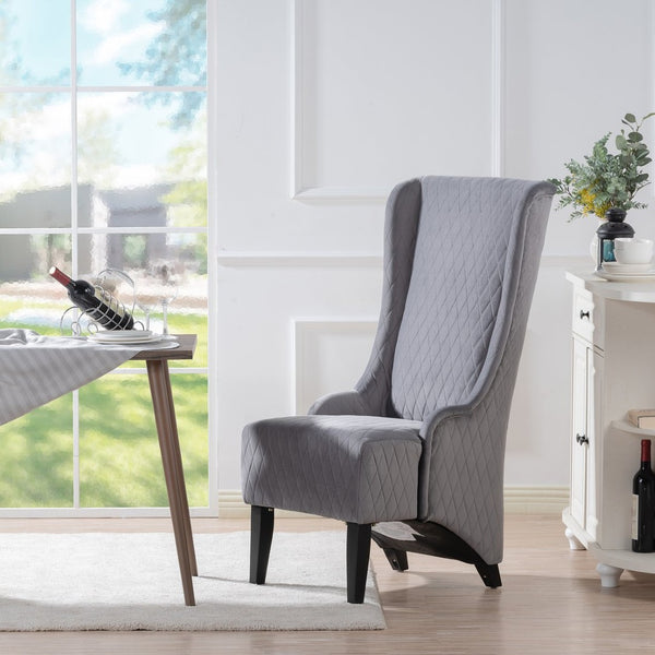 English Elm 23.03" Wingback Accent Chair Grey Velvet High Back Birch Legs Bedroom Living Room W68041792