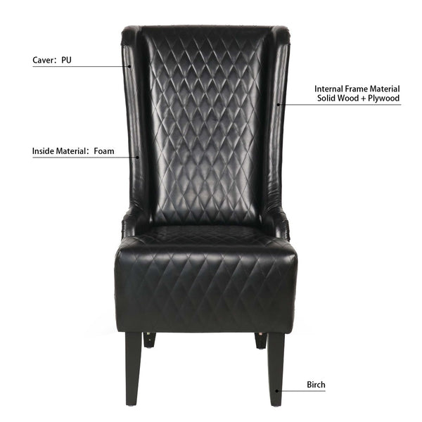 English Elm 23.03" Wingback Velvet Accent Chair Tall High Back Support for Living Room Bedroom Black W680P404142