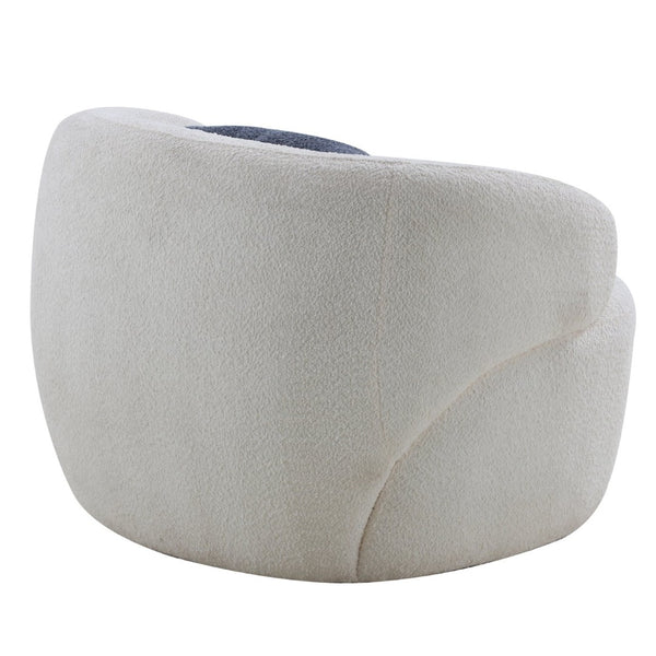 English Elm Swivel Barrel Accent Chair Boucle Sherpa Upholstery Round Cozy Seat for Living Room W87663984