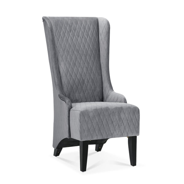 English Elm 23.03" Wingback Accent Chair Grey Velvet High Back Birch Legs Bedroom Living Room W68041792