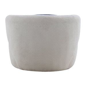English Elm Swivel Barrel Accent Chair Boucle Sherpa Upholstery Round Cozy Seat for Living Room W87663984