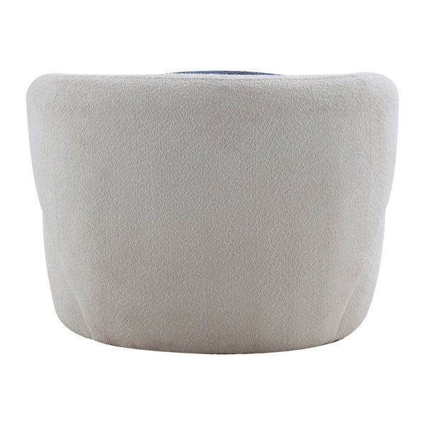 English Elm Swivel Barrel Accent Chair Boucle Sherpa Upholstery Round Cozy Seat for Living Room W87663984