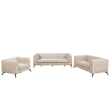 English Elm Modern 3-Piece Sofa Sets With Sturdy Metal Legs,Velvet Upholstered Couches Sets Including Three Seat Sofa, Loveseat and Single Chair For Living Room Furniture Set,Beige