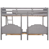 Hearth and Haven Full over Twin and Twin Bunk Bed with 3 Drawers, Grey LT000843AAE