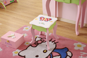 English Elm Kids Floral Girls Vanity Table and Stool Set with Storage for Bedroom Playroom B05367933