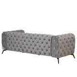 English Elm 85.5" Velvet Upholstered Sofa With Sturdy Metal Legs,Modern Sofa Couch With Button Tufted Back, 3 Seater Sofa Couch For Living Room,Apartment,Home Office,Gray