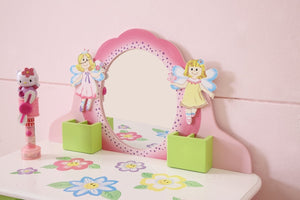 English Elm Kids Floral Girls Vanity Table and Stool Set with Storage for Bedroom Playroom B05367933