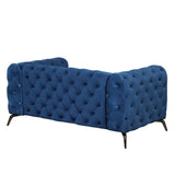 English Elm 63" Velvet Upholstered Loveseat Sofa,Modern Loveseat Sofa With Button Tufted Back,2-Person Loveseat Sofa Couch For Living Room,Bedroom,Or Small Space,Blue