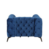 English Elm 40.5" Velvet Upholstered Accent Sofa,Modern Single Sofa Chair With Button Tufted Back,Modern Single Couch For Living Room,Bedroom,Or Small Space,Blue