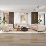 English Elm Modern 3-Piece Sofa Sets With Sturdy Metal Legs,Velvet Upholstered Couches Sets Including Three Seat Sofa, Loveseat and Single Chair For Living Room Furniture Set,Beige