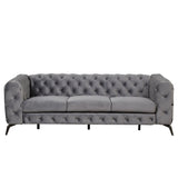 English Elm 85.5" Velvet Upholstered Sofa With Sturdy Metal Legs,Modern Sofa Couch With Button Tufted Back, 3 Seater Sofa Couch For Living Room,Apartment,Home Office,Gray