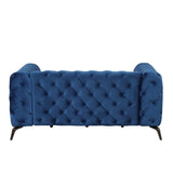 English Elm 63" Velvet Upholstered Loveseat Sofa,Modern Loveseat Sofa With Button Tufted Back,2-Person Loveseat Sofa Couch For Living Room,Bedroom,Or Small Space,Blue