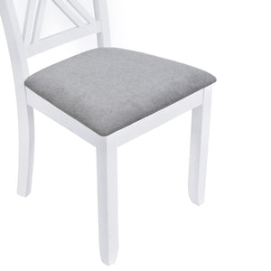 English Elm Topmax Rustic White Rubberwood Dining Set Four X-back Linen Chairs Compact Kitchen SH000253AAK