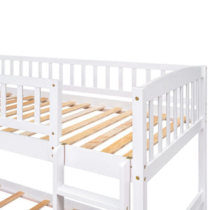 English Elm Stairway Twin Over Kids Bunk Bed with Storage Stairs Slide and White Finish LT100155AAK