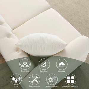 English Elm Elegant 79" Chesterfield Sofa In Beige Velvet - 3-Seater Couch With Tufted Design & Pillows W834S00118-GIGA