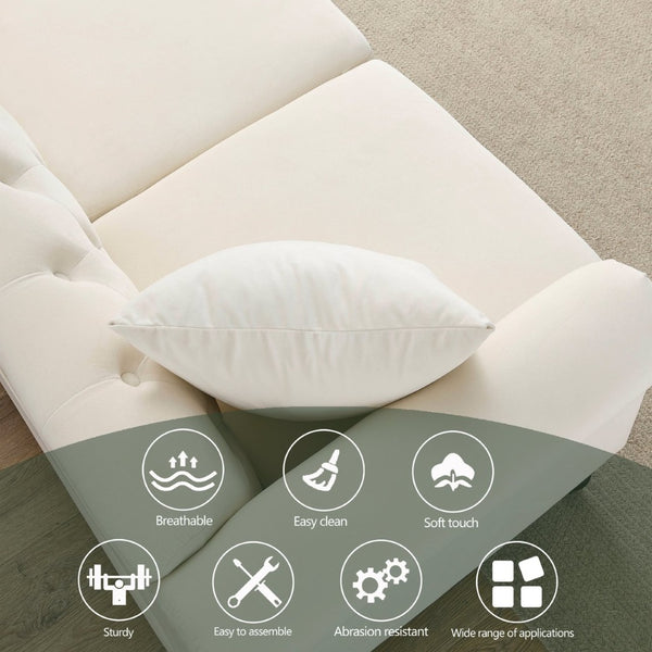 English Elm Elegant 79" Chesterfield Sofa In Beige Velvet - 3-Seater Couch With Tufted Design & Pillows W834S00118-GIGA