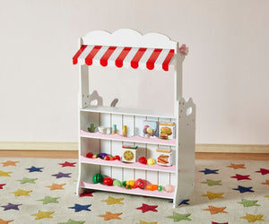 English Elm Kids Two in One Pretend Kitchen Market Stall Imaginative Playroom Role Play Set B05367930