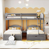 Hearth and Haven Full over Twin and Twin Bunk Bed with 3 Drawers, Grey LT000843AAE