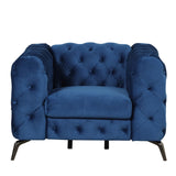 English Elm 40.5" Velvet Upholstered Accent Sofa,Modern Single Sofa Chair With Button Tufted Back,Modern Single Couch For Living Room,Bedroom,Or Small Space,Blue