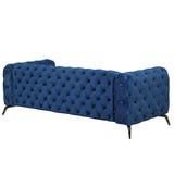 English Elm 85.5" Velvet Upholstered Sofa With Sturdy Metal Legs,Modern Sofa Couch With Button Tufted Back, 3 Seater Sofa Couch For Living Room,Apartment,Home Office,Blue