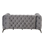 English Elm 63" Velvet Upholstered Loveseat Sofa,Modern Loveseat Sofa With Button Tufted Back,2-Person Loveseat Sofa Couch For Living Room,Bedroom,Or Small Space,Gray