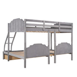 Hearth and Haven Full over Twin and Twin Bunk Bed with 3 Drawers, Grey LT000843AAE