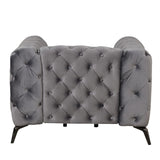 English Elm 40.5" Velvet Upholstered Accent Sofa,Modern Single Sofa Chair With Button Tufted Back,Modern Single Couch For Living Room,Bedroom,Or Small Space,Gray