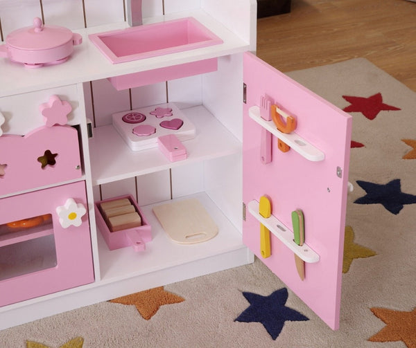 English Elm Kids Two in One Pretend Kitchen Market Stall Imaginative Playroom Role Play Set B05367930