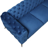 English Elm 85.5" Velvet Upholstered Sofa With Sturdy Metal Legs,Modern Sofa Couch With Button Tufted Back, 3 Seater Sofa Couch For Living Room,Apartment,Home Office,Blue