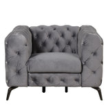 English Elm 40.5" Velvet Upholstered Accent Sofa,Modern Single Sofa Chair With Button Tufted Back,Modern Single Couch For Living Room,Bedroom,Or Small Space,Gray